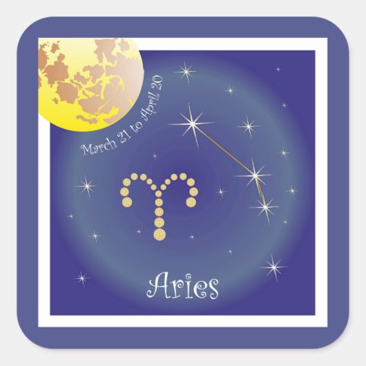 Aries March 21 to April 20 Aufkleber スクエアシール (正面)