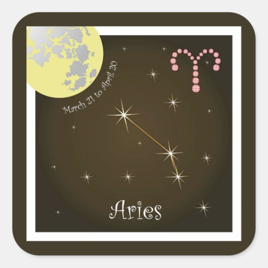 Aries March 21 to April 20 Aufkleber スクエアシール (正面)