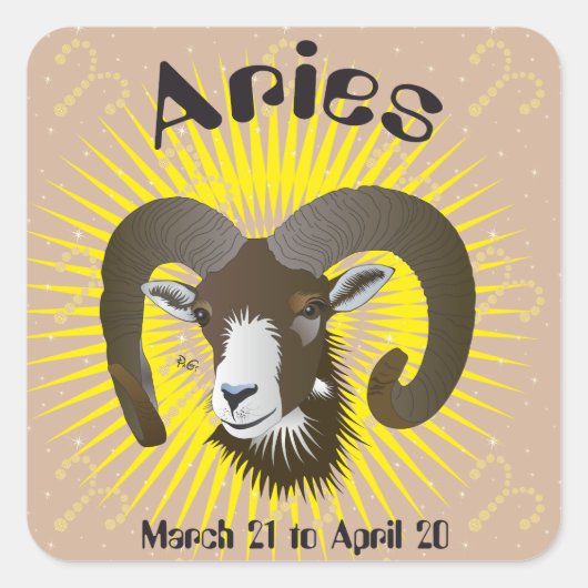 Aries March 21 to April 20  Sticker スクエアシール (正面)