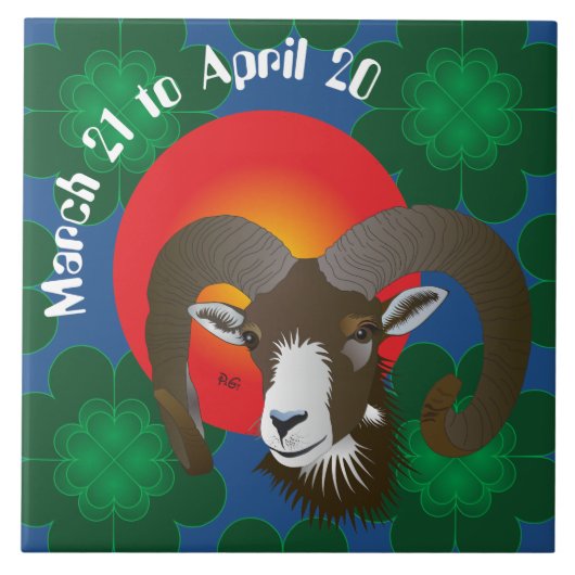 Aries March 21 to April 20 Tile タイル (正面)