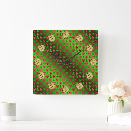 Aries & Metal Goat スクエア壁時計 (ホーム)