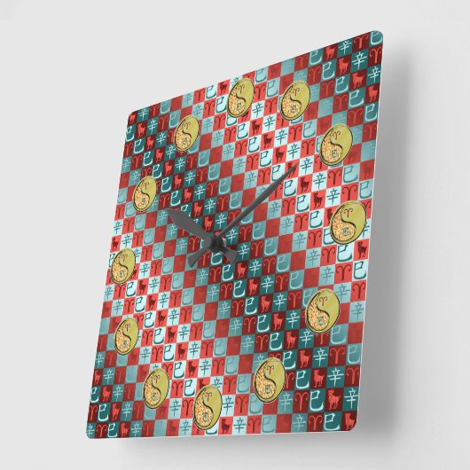 Aries & Metal Snake スクエア壁時計 (傾斜)