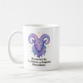 Aries Mug – Powered by Caffeine and Impulse Decisi コーヒーマグカップ (左)