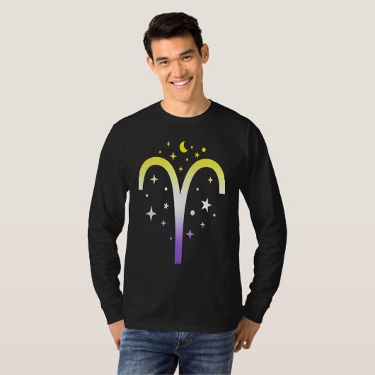 Aries Nonbinary LGBTQ Zodiac Sign Astrology Non bi Tシャツ (正面フル)