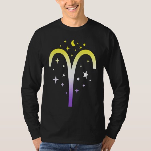 Aries Nonbinary LGBTQ Zodiac Sign Astrology Non bi Tシャツ (正面)
