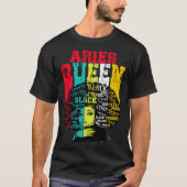 Aries Queen Aries Pride  Black Woman Afro Horoscop Tシャツ (正面)