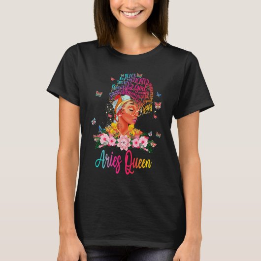 Aries Queen Black Women Persistent Sophisticated B Tシャツ (正面)