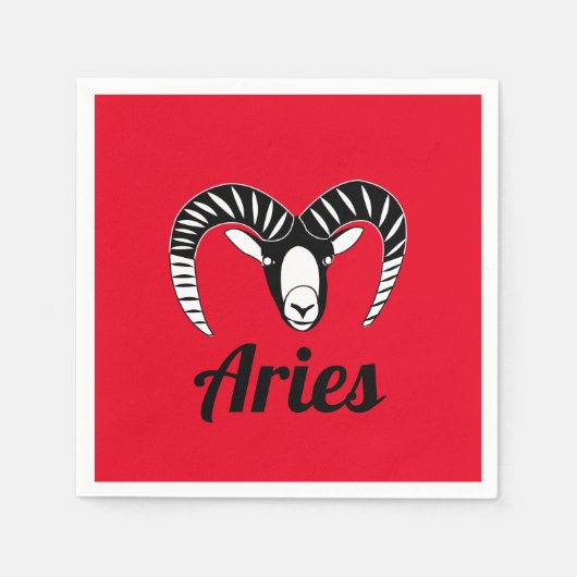 Aries Ram記号占星術の記号 スタンダードカクテルナプキン (正面)