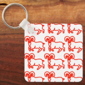 Aries Ram Keychain – Minimal Zodiac Animal Outline キーホルダー (正面)