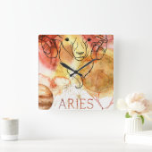 Aries ram zodiac astrology birthday gold red スクエア壁時計 (ホーム)