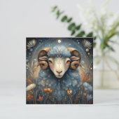 Aries Ram Zodiac Astrology Celestial Birthday カード (スタンド正面)