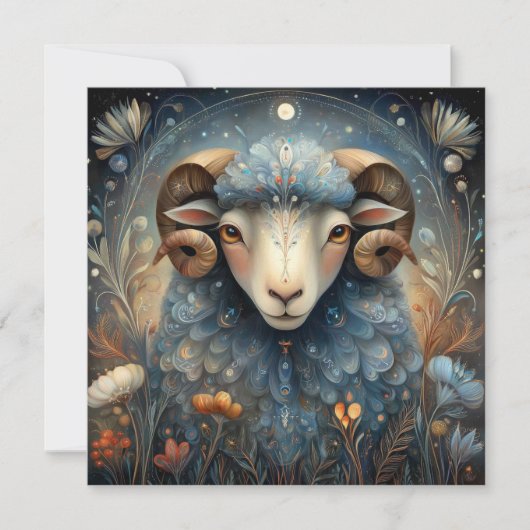 Aries Ram Zodiac Astrology Celestial Birthday カード (正面)