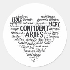 Aries Round Sticker | Zodiac Word Cloud ラウンドシール