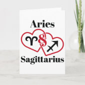 Aries Sagittarius Zodiac Couples Astrology Heart V カード (正面)