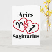 Aries Sagittarius Zodiac Couples Astrology Heart V カード (黄色い花)