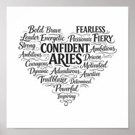 Aries Square Poster | Zodiac Word Cloud Art ポスター