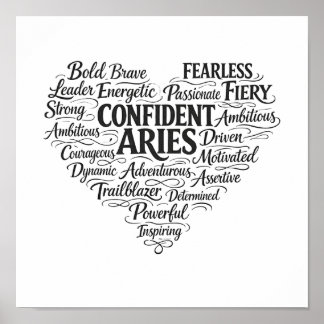 Aries Square Poster | Zodiac Word Cloud Art ポスター