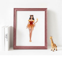 Aries Star Sign Wall Art, Minimalist Zodiac ポスター