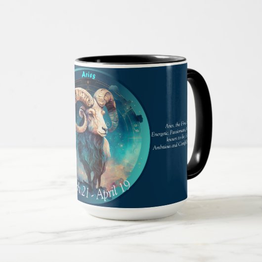 Aries the Ram Customizable "March 21 - April 19" マグカップ (正面右)