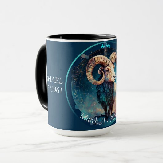 Aries the Ram Customizable "March 21 - April 19" マグカップ (正面左)