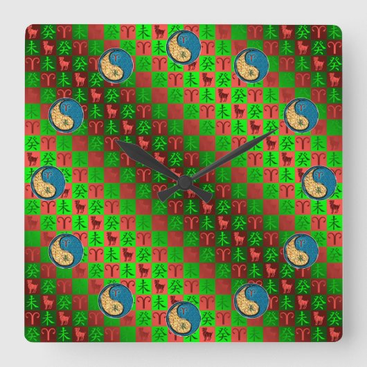 Aries & Water Goat スクエア壁時計 (正面)