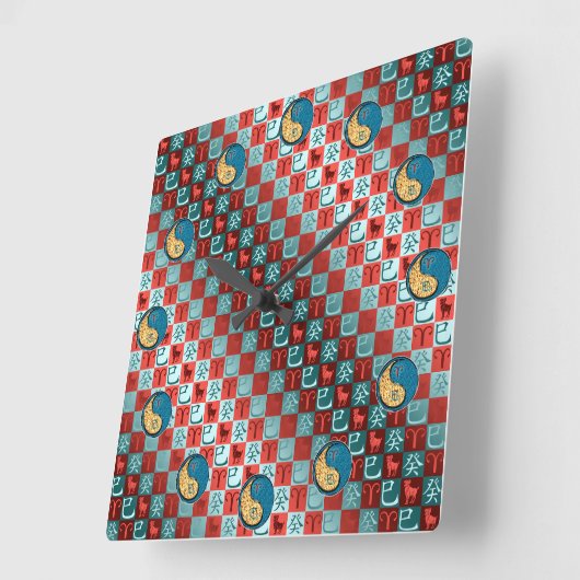 Aries & Water Snake スクエア壁時計 (傾斜)