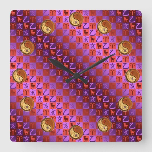 Aries & Wood Boar  スクエア壁時計 (正面)