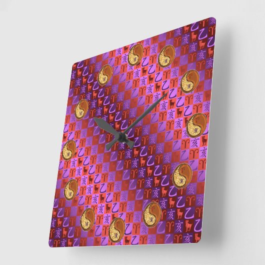 Aries & Wood Boar  スクエア壁時計 (傾斜)