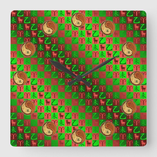 Aries & Wood Goat スクエア壁時計 (正面)