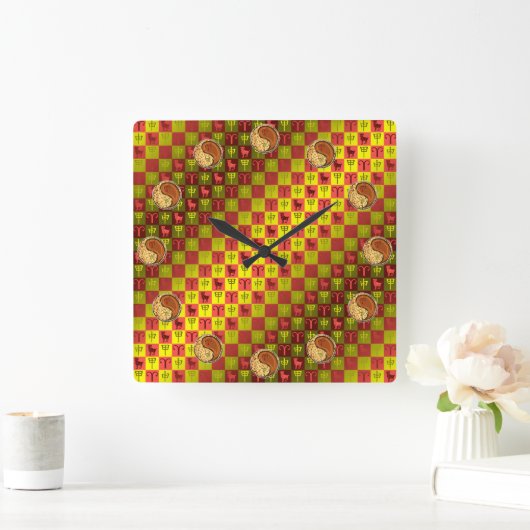 Aries & Wood Monkey スクエア壁時計 (ホーム)