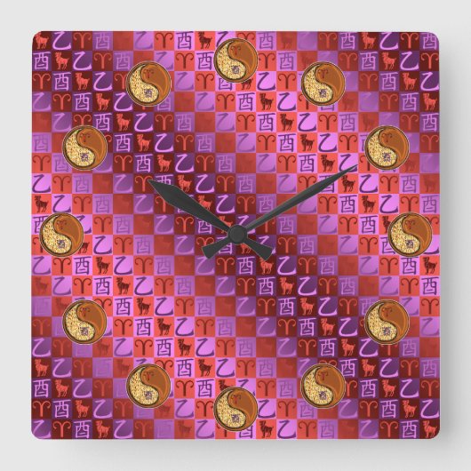 Aries & Wood Rooster スクエア壁時計 (正面)