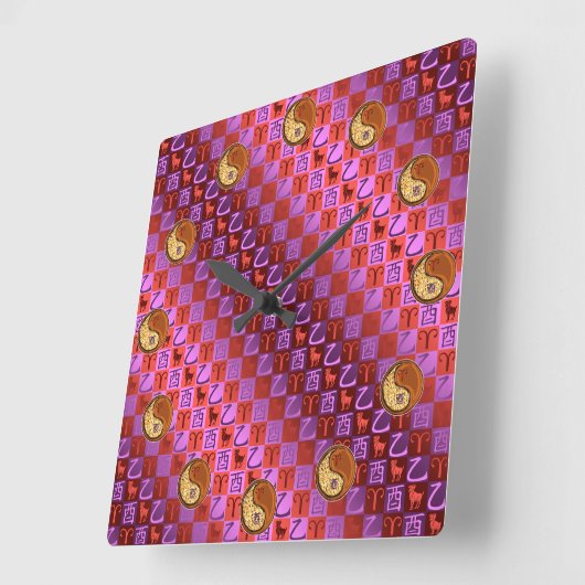 Aries & Wood Rooster スクエア壁時計 (傾斜)