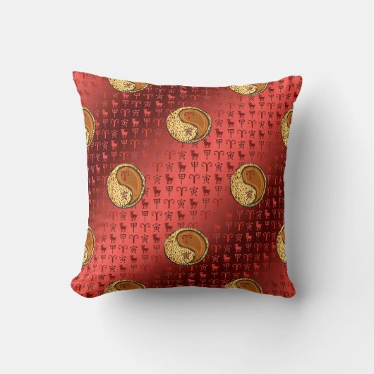 Aries & Wood Tiger Throw Pillow クッション (正面)