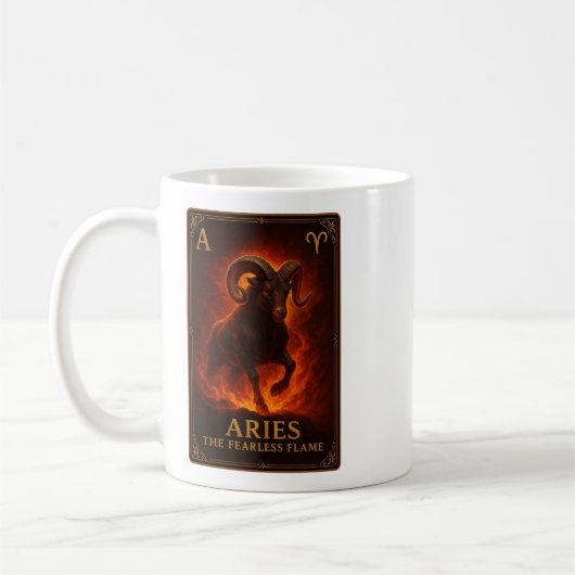 Aries Zodiac Art – Fiery Ram of Passion コーヒーマグカップ (左)
