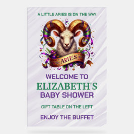 Aries Zodiac Baby Shower Lavender and Green アクリルサイン