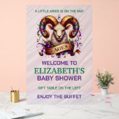 Aries Zodiac Baby Shower Lavender and Green アクリルサイン (ウェディング)