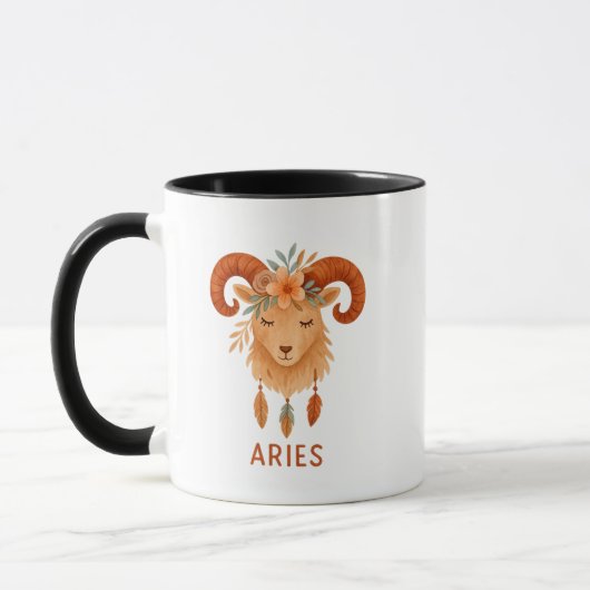 Aries zodiac boho watercolor Coffee Mug マグカップ (左)