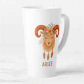 Aries zodiac boho watercolor Latte Mug カフェラテマグ (右アングル)