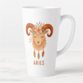 Aries zodiac boho watercolor Latte Mug カフェラテマグ (右)