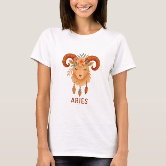 Aries zodiac  boho watercolor tシャツ (正面)