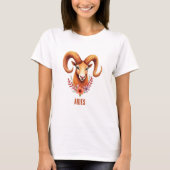 Aries zodiac boho watercolor T-Shirt Tシャツ (正面)