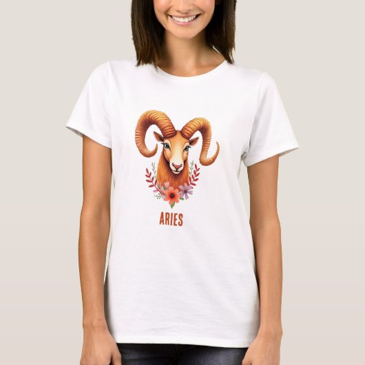 Aries zodiac boho watercolor T-Shirt Tシャツ (正面)