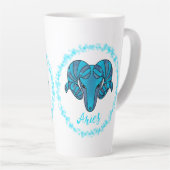 Aries zodiac Bull blue glitter March 21-April 19 カフェラテマグ (右アングル)