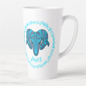 Aries zodiac Bull blue glitter March 21-April 19 カフェラテマグ (右)