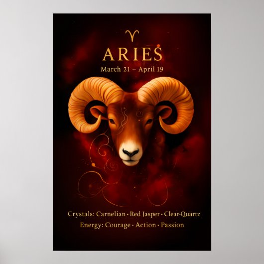 Aries Zodiac Crystal Poster Paper (Semi-Gloss) ポスター (正面)