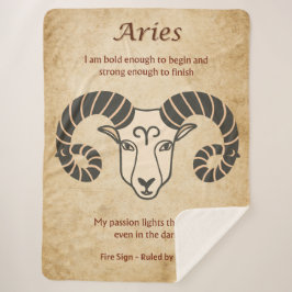 Aries Zodiac Design with Bold Aries Affirmations  シェルパブランケット
