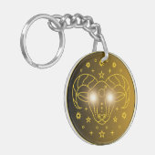 Aries Zodiac Emblem | Minimal Celestial Symbol キーホルダー (正面左)