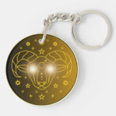 Aries Zodiac Emblem | Minimal Celestial Symbol キーホルダー (裏面)