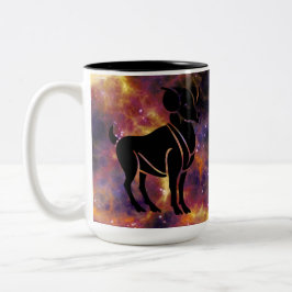 Aries Zodiac Galaxy Silhouette – Astrology Horosco ツートーンマグカップ