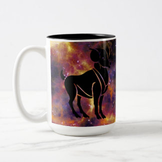 Aries Zodiac Galaxy Silhouette – Astrology Horosco ツートーンマグカップ